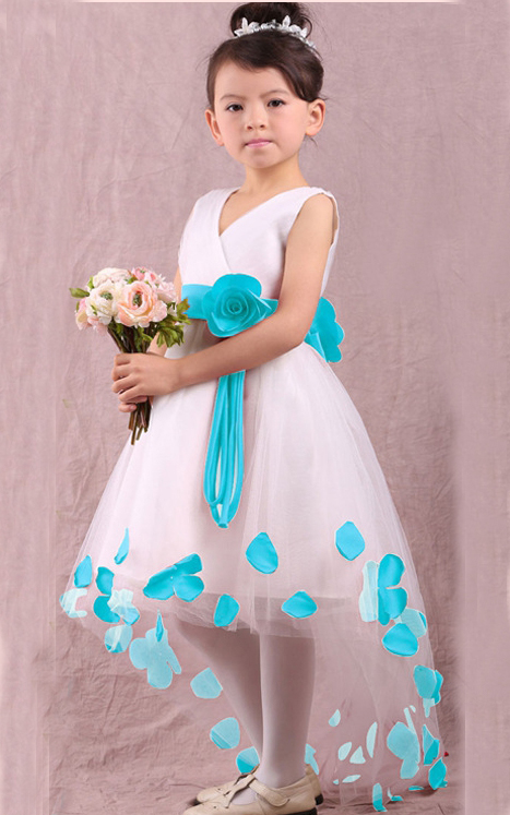 F68016-2 V-neck  flower girl dress